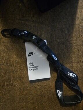 Nike Black and White Branded Lanyard with Clip